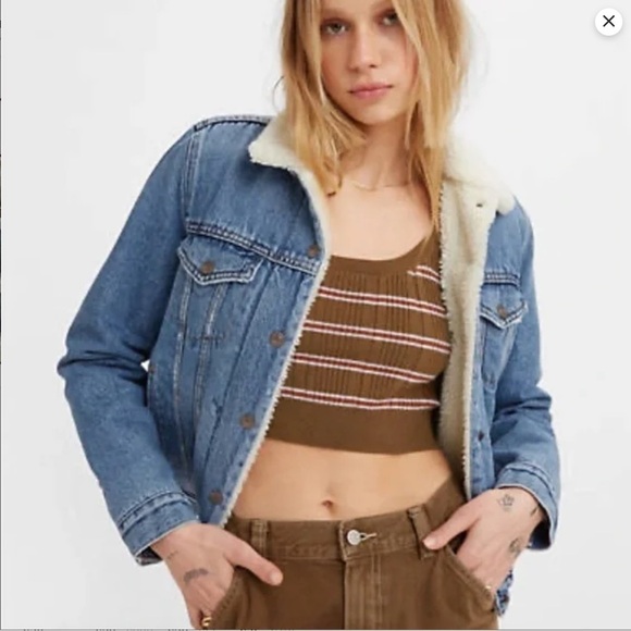 Honey Punch Fall Denim Sherpa Jacket - Picture 1 of 12